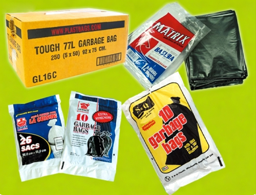 Garbage bags folded one by one